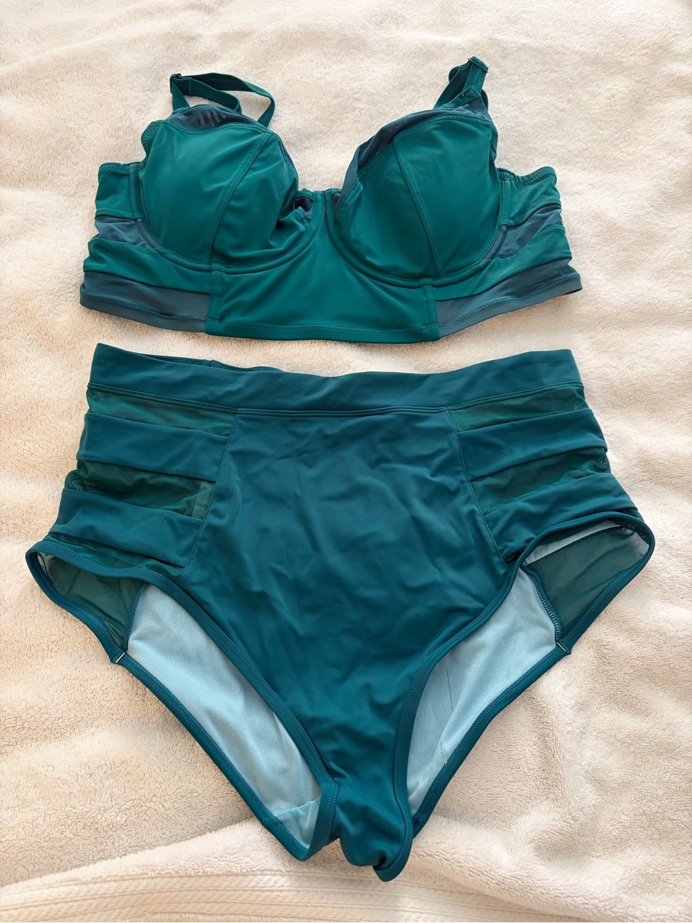 Adore Me Teal Underwire High-Waist Bikini Set. New and never worn.